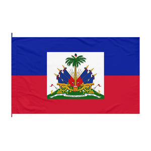 Haiti National Blue & Red Outdoor Flag with White Insert Coat of Arms (1987)
