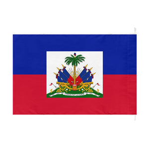 Haiti National Blue & Red Outdoor Flag with White Insert Coat of Arms (1987)