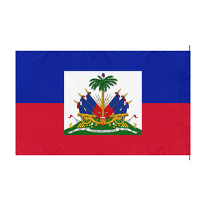 Haiti National Blue & Red Outdoor Flag with White Insert Coat of Arms (1987)